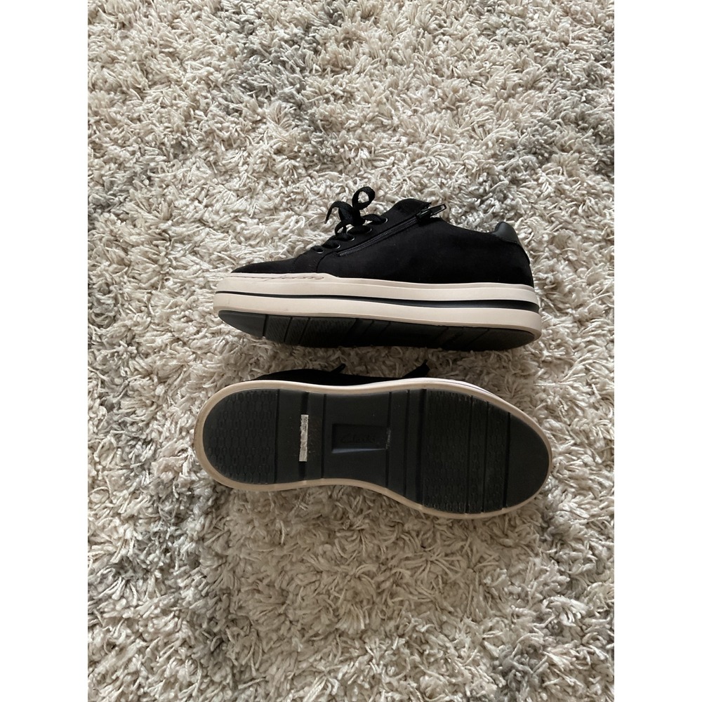 Clarks Cloudsteppers Black Suede Platform Side Zi… - image 3